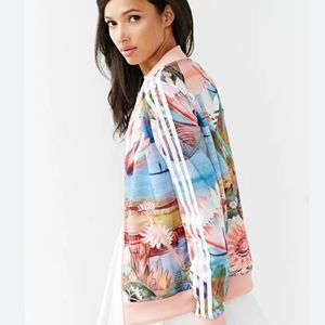 adidas Floral Track Jacket in Pink, Blue, White